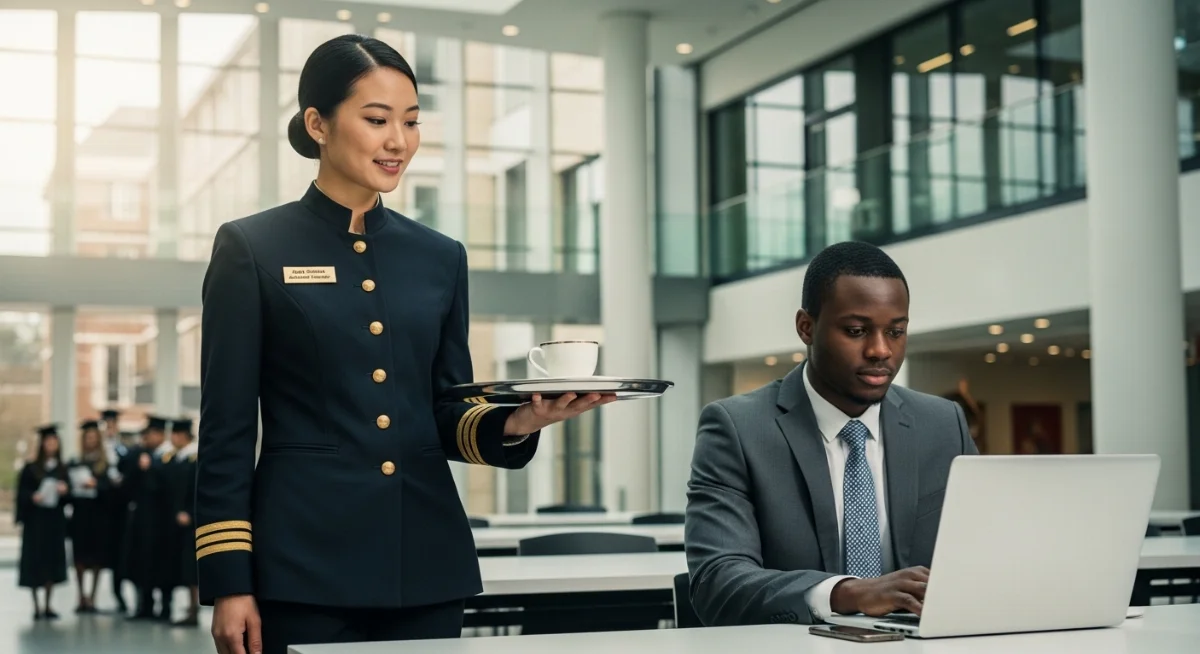 Sinh viên tìm hiểu cơ hội nghề nghiệp ngành quản trị thực tập Mỹ tại các tập đoàn quốc tế