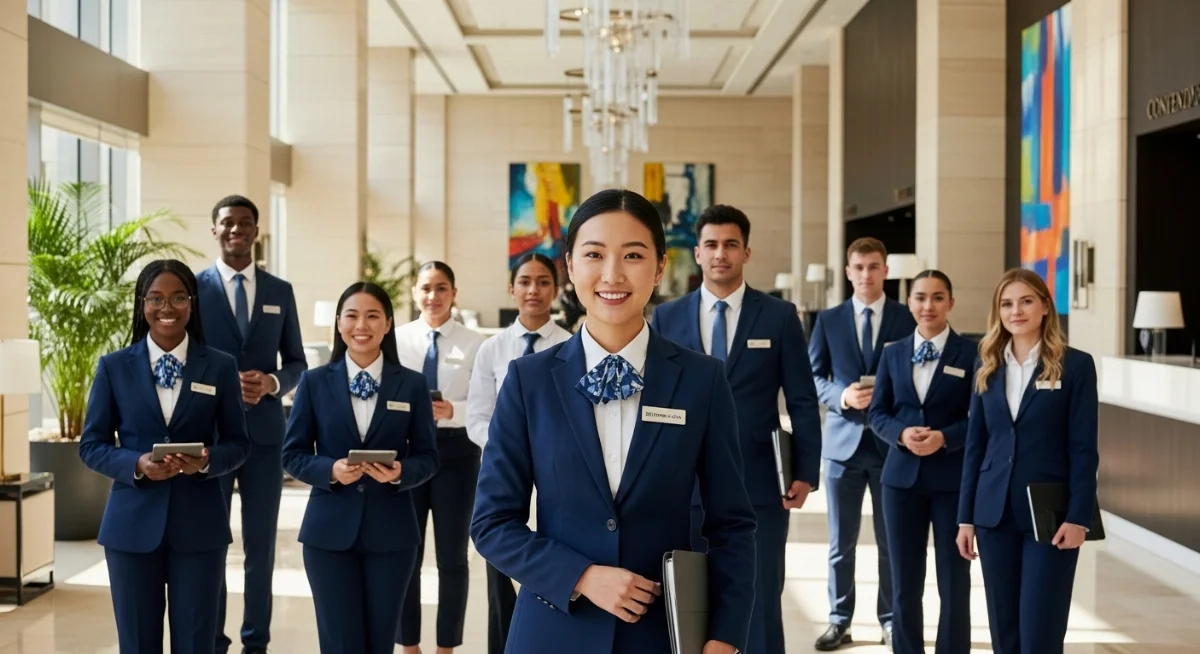 Sinh viên tham gia thực tập sinh Mỹ ngành khách sạn tại khách sạn cao cấp.