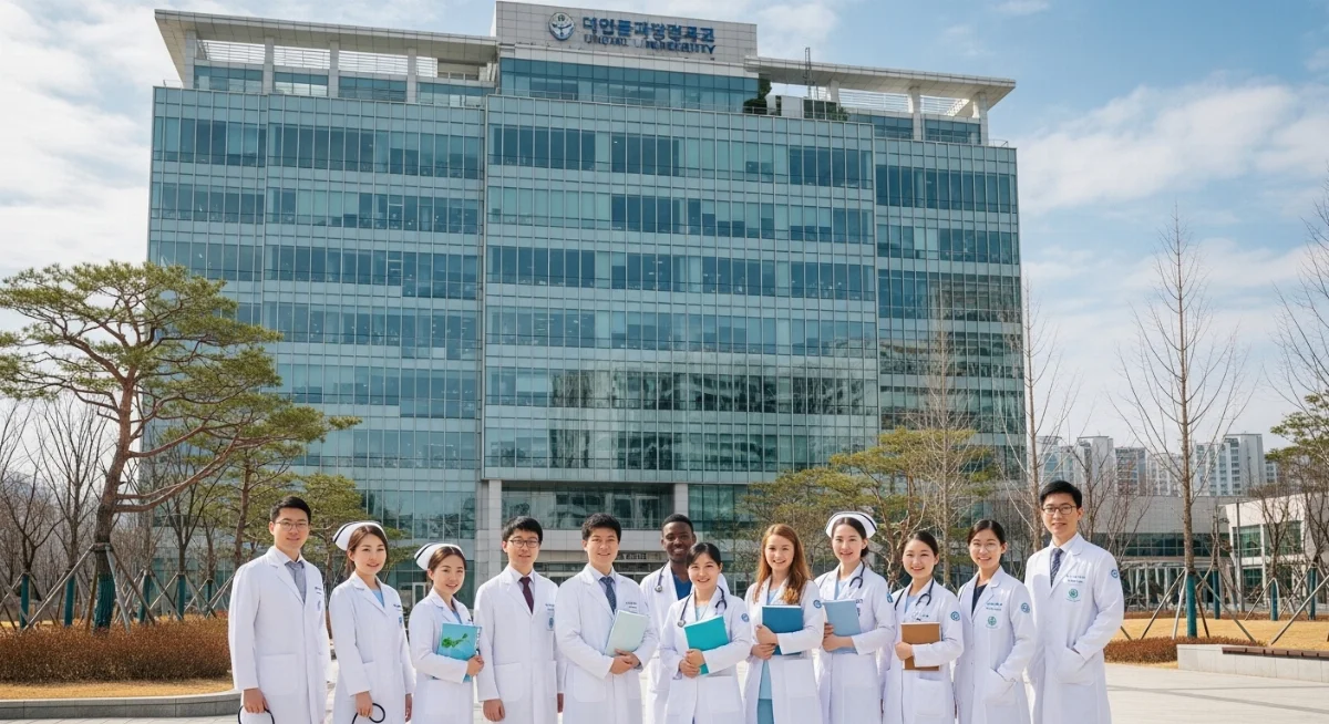 Sinh viên quốc tế đang thực hành lâm sàng khi du học Hàn ngành điều dưỡng tại bệnh viện