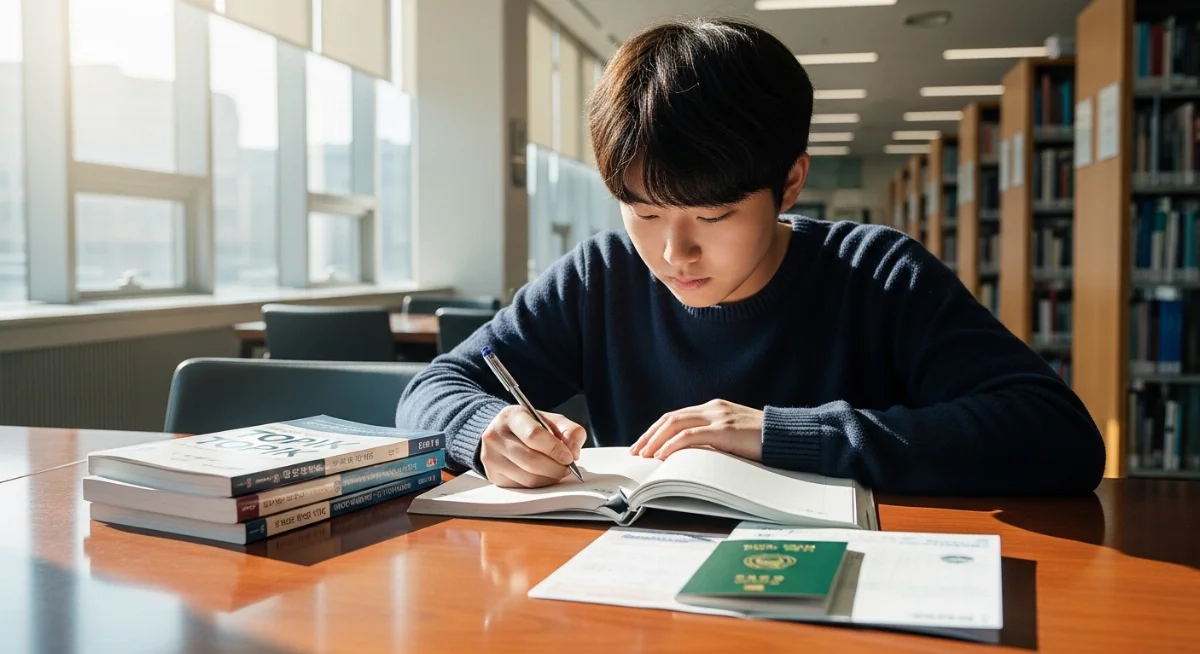 Học viên đang học tiếng Hàn du học nghề tại lớp luyện thi TOPIK cấp tốc chuyên nghiệp
