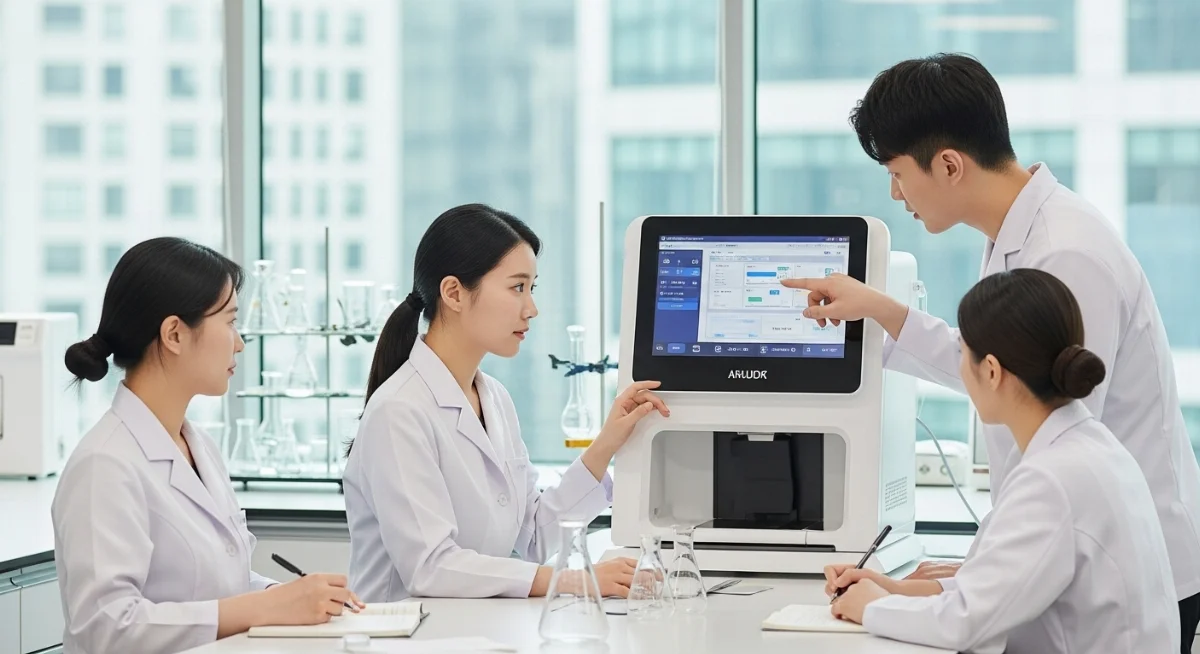 Sinh viên quốc tế đang học kỹ thuật du học Hàn ngành làm đẹp cho nam tại học viện