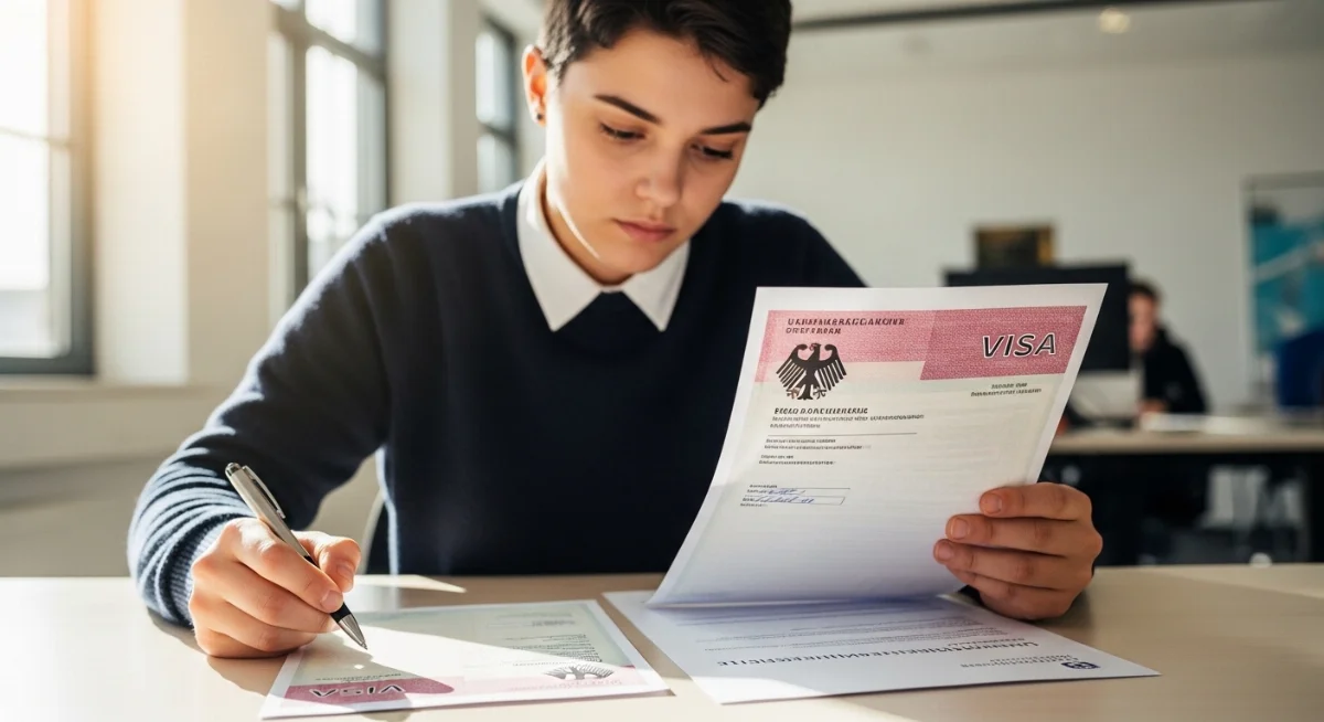 Chuyên viên tư vấn đang hướng dẫn khách hàng khắc phục lỗi hồ sơ visa 18b bị từ chối tại văn phòng