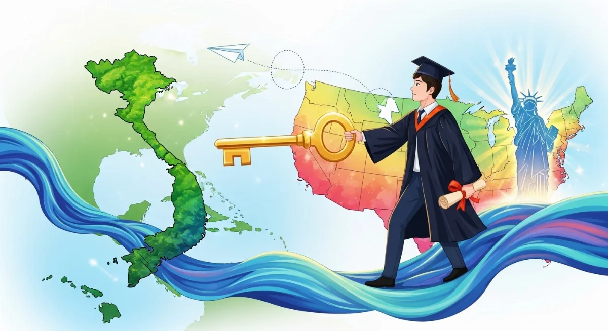 Chuyên gia tư vấn giải thích lộ trình đóng phí thực tập sinh Mỹ 2026 cho khách hàng
