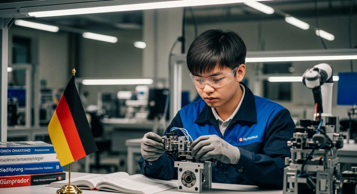 Sinh viên Việt Nam đang học tiếng Đức chuẩn bị cho hành trình du học nghề Đức yêu cầu tiếng