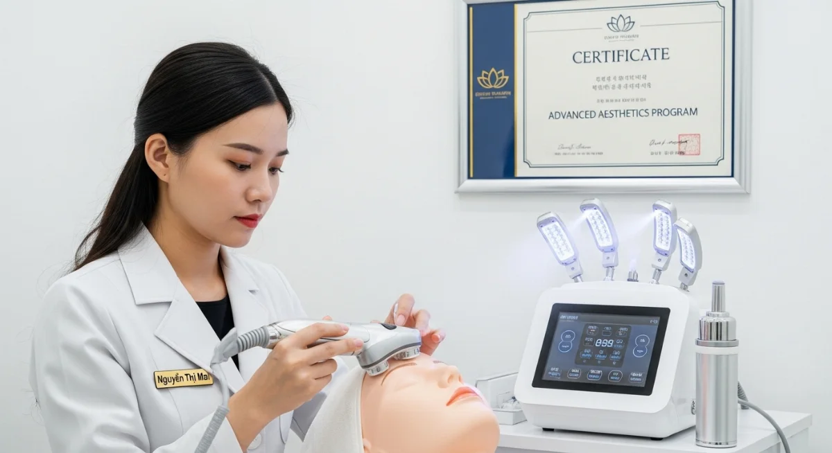Sinh vi&ecirc;n du học nghề l&agrave;m đẹp H&agrave;n Quốc thực h&agrave;nh tại học viện thẩm mỹ chuy&ecirc;n nghiệp đạt chuẩn quốc tế