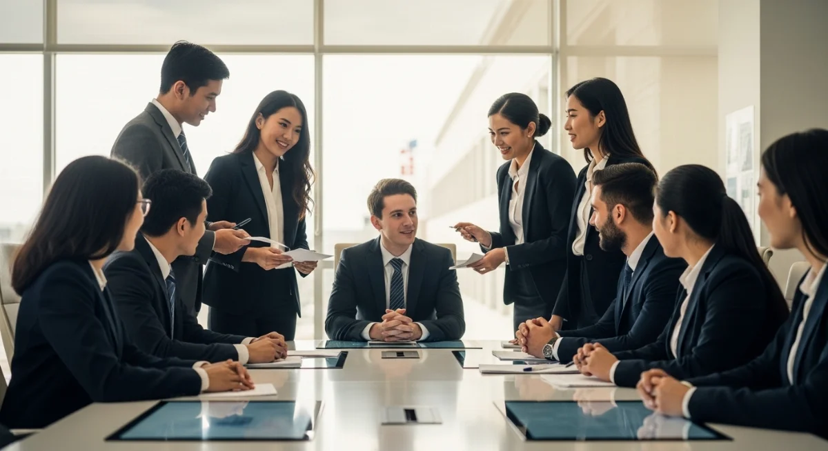 Sinh viên quốc tế rèn luyện kỹ năng mềm thực tập quản trị Mỹ trong môi trường làm việc hiện đại