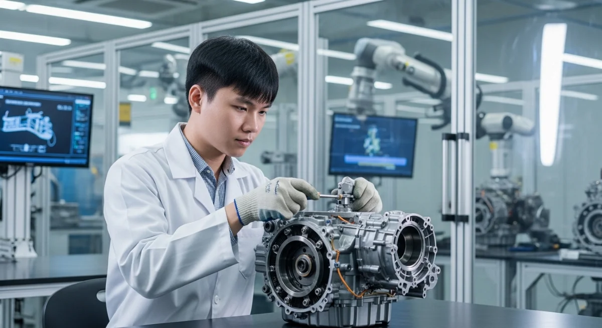 Sinh viên quốc tế đang thực hành thực tế tại phòng lab khi du học Hàn ngành kỹ thuật